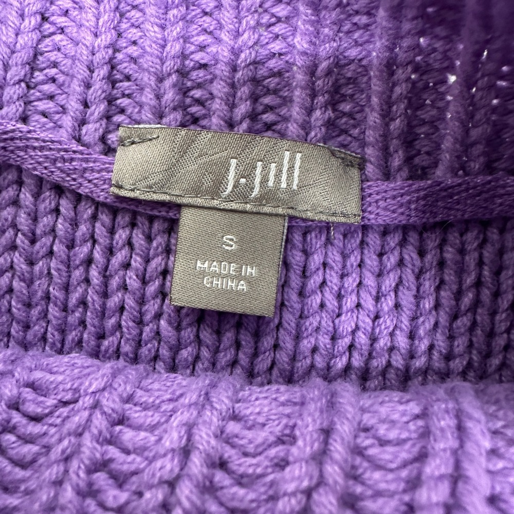 J. Jill Sweater Purple Cable Knit Mock Neck / Womens Small - Picture 2 of 8